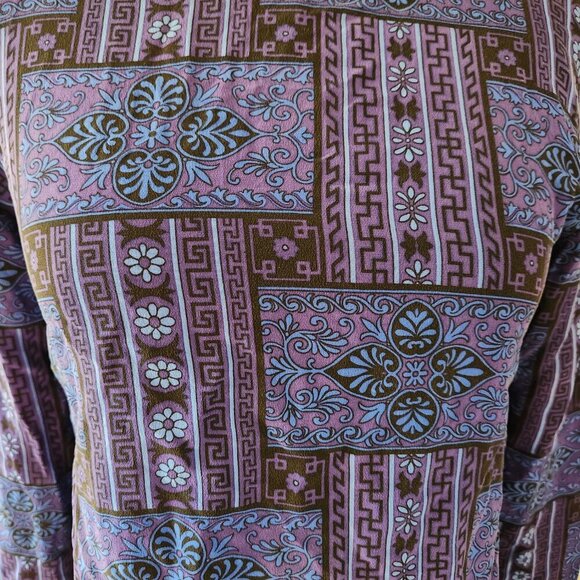 Vintage 90's Silk Blouse Size Petite Small  Blue weave pattern - Picture 6 of 9